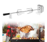 LARS360 Juego de brochetas para Barbacoa, 107 cm, pincho Giratorio para Parrilla de Gas, Acero Inoxidable, Dispositivo eléctrico Giratorio automático con Motor, 220-240 V