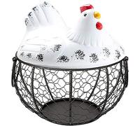 lascivious Cesta de Huevos, Cesta de Huevos, Organizador de Almacenamiento de Alambre Forjado, Cesta de Almacenamiento de Restaurante, DecoracióN de Gallina de Cocina (Blanco)