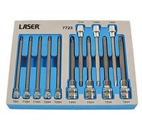 Laser 7723 Long Tamperproof Torx® Socket bit Set 1/4" D, 3/8" D, 1/2" D