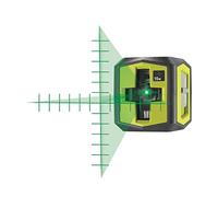 Laser croix vert avec traits de repere - portée 15 m - précision +/- 0,5 mm - Livré avec une cible et 2 piles