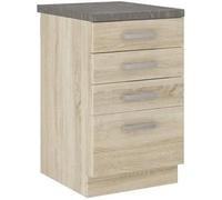 LASSEN Mueble Bajo 4 Cajones con Encimera Acabado Roble Sonoma L 40 x P 51,6 x H 85 cm