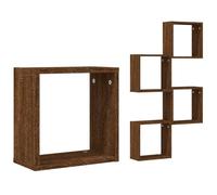LASWWQMRF Juego de 4 estantes de pared, diseño de cubos, color marrón roble | Estantería colgante de 4 piezas para sala de estar, dormitorio y oficina para ahorrar espacio para guardar decoraciones y