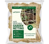 LATERN 2M x 10M Red de Yute para Soporte de Plantas, 100% Ecológico Biodegradable Y Compostable Red de Hilo de Enrejado de Yute para Jardín Escalada Vegetales Tomates Fríjol Guisante
