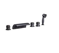 Latón aceitado Bronce Grifo de baño bañera Cascada bañera Mezclador con Ducha de Mano 3 manijas 5 Agujeros 5 unids/Set - (Color: Juego de 5 Piezas)