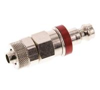 Latón niquelado DN 5 Tapón de acoplamiento de aire rojo Tuerca de unión 6x8 mm Cierre doble