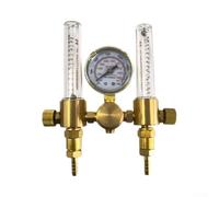 Latón para regulador de argón doble salida, reductor de presión de gas resistente para soldadura MIG TIG, entrada CGA580 0-60 CFH, salida UNF-18RH de 5/8 pulgadas con lengüeta de manguera de 1/4