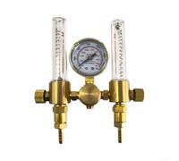 Latón para regulador de argón doble salida, reductor de presión de gas resistente para soldadura MIG TIG, entrada CGA580 0-60 CFH, salida UNF-18RH de 5/8 pulgadas con lengüeta de manguera de 1/4