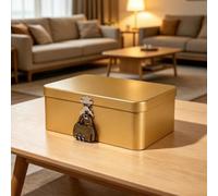 LatoYard Caja compacta de hierro con cerradura de 17,5 x 13 x 7,5 cm | Elegante caja de almacenamiento de metal con cerradura, 17,5 x 13 x 7,5 cm, organización de oficina en casa