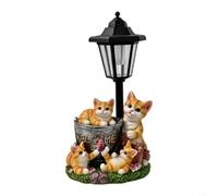 LatoYard Estatua solar de resina con flor integrada, decoración de jardín impermeable con iluminación automática para patio, césped, camino, 12.8 pulgadas