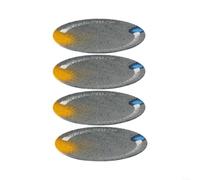 LatoYard Juego de 4 platos redondos de melamina, acabado gris mate con detalles amarillos, vajilla para cenas diarias y fiestas (17,6 cm)