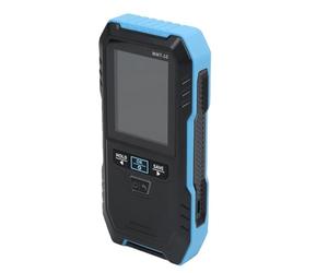 LatoYard Medidor de humedad de pantalla a color de 24 pulgadas 4 en 1, probador de pared de madera inductivo 0-75% para almacenamiento de datos de sonido, 17 mm de profundidad, color negro