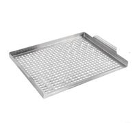 LatoYard Placa de parrilla de acero inoxidable de 16 pulgadas para barbacoa al aire libre, accesorio rectangular de barbacoa con asas resistentes al calor, para asar versátil para superficie,
