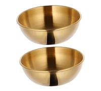LATRAT Juego de 2 cuencos de acero inoxidable para salsas, cuencos redondos para especias, pequeños cuencos dorados para especias, platillos, cuencos, cuencos de sushi, mini platos de aperitivos