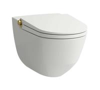Laufen Cleanet Riva - Bidé electrónico con cerámica, de pared, Rimless, SoftClose, blanco mate/oro pulido H8206917620001