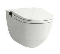 Laufen Cleanet Riva - Bidé electrónico con cerámica, de pared, Rimless, SoftClose, LCC, blanco/negro mate H8206914040001