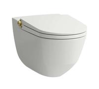 Laufen Cleanet Riva - Bidé electrónico con cerámica, de pared, Rimless, SoftClose, LCC, blanco/oro mate H8206914020001