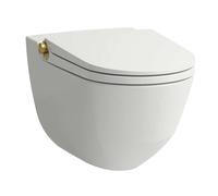 Laufen Cleanet Riva - Bidé electrónico con cerámica, de pared, Rimless, SoftClose, LCC, blanco/oro pulido H8206914010001