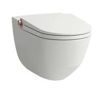 Laufen Cleanet Riva - Bidé electrónico de cerámica, de pared, Rimless, SoftClose, blanco mate/oro rosa pulido H8206917640001