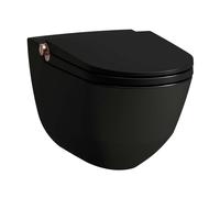 Laufen Cleanet Riva - Bidé electrónico de cerámica, de pared, Rimless, SoftClose, negro mate/oro rosa pulido H8206917190001