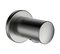 LAUFEN Codo de conexión doble, proyección 42 mm, con desconector, roseta redonda, HF504776423000, Color: aspecto de acero inoxidable