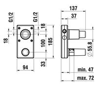 Laufen Concealed Bodies - Cuerpo de montaje empotrado, Simibox 2-point, palanca arriba HF574048000000