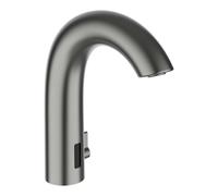 Laufen Curvetronic - Grifo automático de lavabo, con mezclador, alimentación por batería, acero cepillado HF707153423060