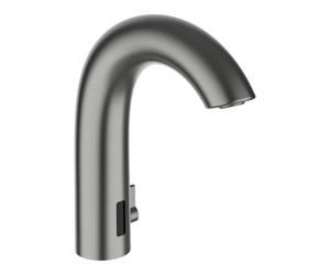 Laufen Curvetronic - Grifo automático de lavabo, con mezclador, alimentación por batería, acero cepillado HF707153423060