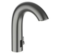 Laufen Curvetronic - Grifo automático de lavabo, con mezclador, alimentación por batería, acero cepillado HF707153423060