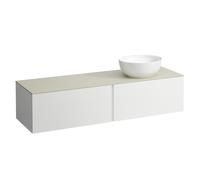 LAUFEN Il Bagno Alessi cajonera, 1 agujero para grifo, encimera de piedra Calce Avorio, corte a la derecha, 160x50x37cm, para WT bowl H81897 5, H4313560979991, Color: multicolor