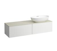LAUFEN Il Bagno Alessi cajonera, 1 agujero para grifo, encimera de piedra Calce Avorio, corte a la derecha, 160x50x37cm, para WT bowl H81897 5, H4313560972601, Color: Blanco mate