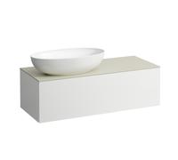 LAUFEN Il Bagno Alessi cajonera, 1 agujero para grifo, encimera de piedra Calce Avorio, corte a la izquierda, 120x50x37cm, para WT bowl H81897 7, H4313100979901, Color: Color especial