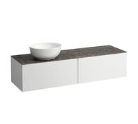 LAUFEN Il Bagno Alessi cajonera, 1 agujero para grifo, encimera de piedra Marrone Naturale, corte a la izquierda, 160x50x37cm, para WT bowl H81897 5, H4323550979901, Color: Color especial