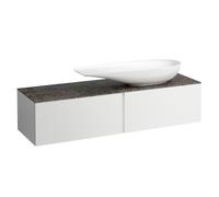 LAUFEN Il Bagno Alessi cajonera, 1 agujero para grifo, encimera de piedra Marrone Naturale, corte a la derecha, 160x50x37cm, para WT bowl H81897 4, H4323450979991, Color: multicolor