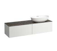 LAUFEN Il Bagno Alessi cajonera, 1 agujero para grifo, encimera de piedra Marrone Naturale, corte a la derecha, 160x50x37cm, para WT bowl H81897 5, H4323560972601, Color: Blanco mate