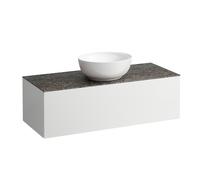 LAUFEN Il Bagno Alessi cajonera, 1 agujero para grifo, encimera de piedra Marrone Naturale, corte central, 120x50x37cm, 1 cajón, H4323150979991, Color: multicolor