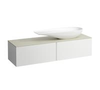 LAUFEN Il Bagno Alessi cajonera, encimera de piedra Calce Avorio, corte a la derecha, 160x50x37cm, para WT bowl H81897 4, H4313430979991, Color: multicolor