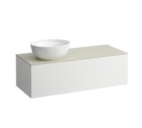 LAUFEN Il Bagno Alessi cajonera, encimera de piedra Calce Avorio, corte a la izquierda, 120x50x37cm, para WT bowl H81897 5, H4313120979991, Color: multicolor