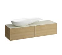 LAUFEN Il Bagno Alessi cajonera, encimera de piedra Calce Avorio, corte a la izquierda, 160x50x37cm, para WT bowl H81897 4, H4313420972501, Color: Roble claro