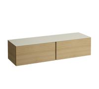LAUFEN Il Bagno Alessi cajonera, encimera de piedra Calce Avorio, sin escotadura, 160x50x37mm, 2 cajones, H4313300972501, Color: Roble claro