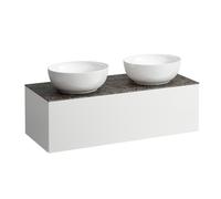 LAUFEN Il Bagno Alessi cajonera, encimera de piedra Marrone Naturale, escotadura derecha/izquierda, 120x50x37cm, 1 cajón, H4323140979901, Color: Color especial
