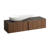 LAUFEN Il Bagno Alessi cajonera, encimera de piedra Marrone Naturale, recorte a la izquierda, 160x50x37cm, para WT bowl H81897 4, H4323420976301, Color: Noce Canaletto
