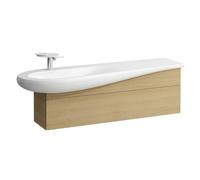LAUFEN Il Bagno Alessi mueble bajo lavabo, sifón a la izquierda, 1350x320x440mm, 1 cajón, H4304510972501, Color: Roble claro