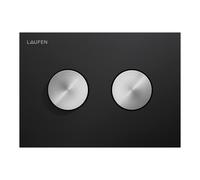 LAUFEN INEO Placa de accionamiento ranurada, para elemento de WC, accionamiento de doble descarga, H9001171240001, Color: Negro mate con botones de acero inoxidable cepillado