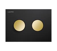 LAUFEN INEO Placa de accionamiento ranurada, para elemento de WC, accionamiento de doble descarga, H9001171250001, Color: Negro mate con botones dorados brillantes
