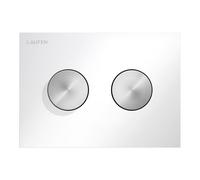LAUFEN INEO Placa de accionamiento ranurada, para elemento de WC, accionamiento de doble descarga, H9001171940001, Color: Blanco brillante con botones de acero inoxidable cepillado