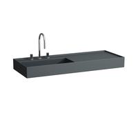 LAUFEN Kartell lavabo, bajo encimera, repisa derecha, 3 agujeros para grifo, sin rebosadero, 1200x460mm, H8133327581581, Color: Grafito mate
