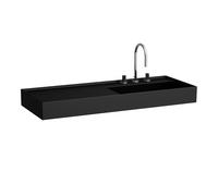 Laufen Kartell - Lavabo 120x46 cm, sin rebosadero, agujero para grifo, negro mate H8133337161111