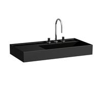 LAUFEN Kartell lavabo, bajo encimera, repisa izquierda, 1 agujero para grifo, sin rebosadero, 900x460mm, H8103390201111, Color: Negro brillante