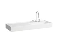 LAUFEN Kartell lavabo, bajo encimera, repisa izquierda, 2 agujeros para grifo, sin rebosadero, 1200x460mm, H8133330008151, Color: Blanco