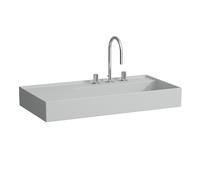 LAUFEN Kartell lavabo, bajo encimera, repisa izquierda, 2 agujeros para grifo, sin rebosadero, 900x460mm, H8103397598151, Color: Gris mate